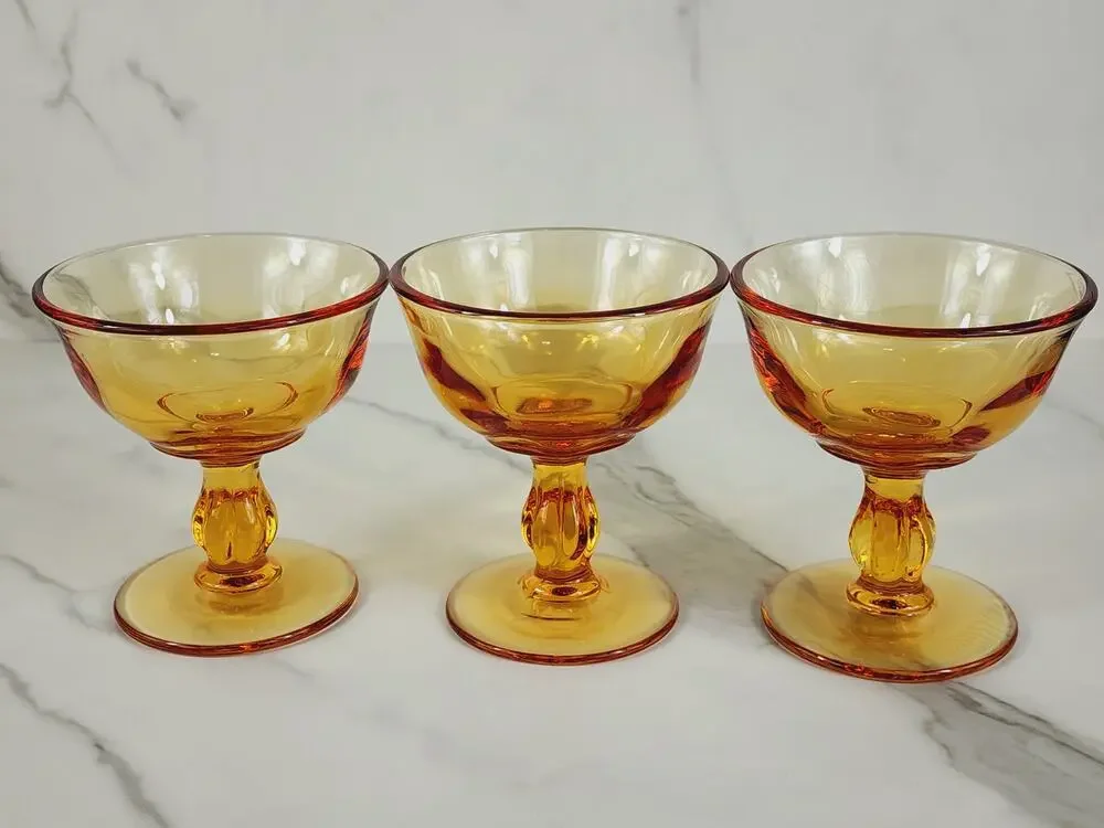 Tiffin Franciscan Amber Glass Sherbet Dessert 4
